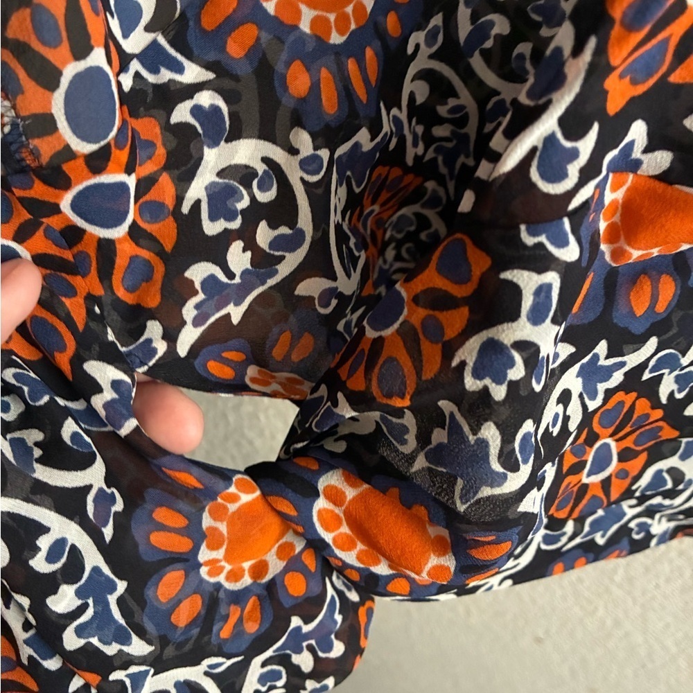 Escada Silk Short Sleeve Floral Wrap Blouse 36/S - Picture 11 of 15